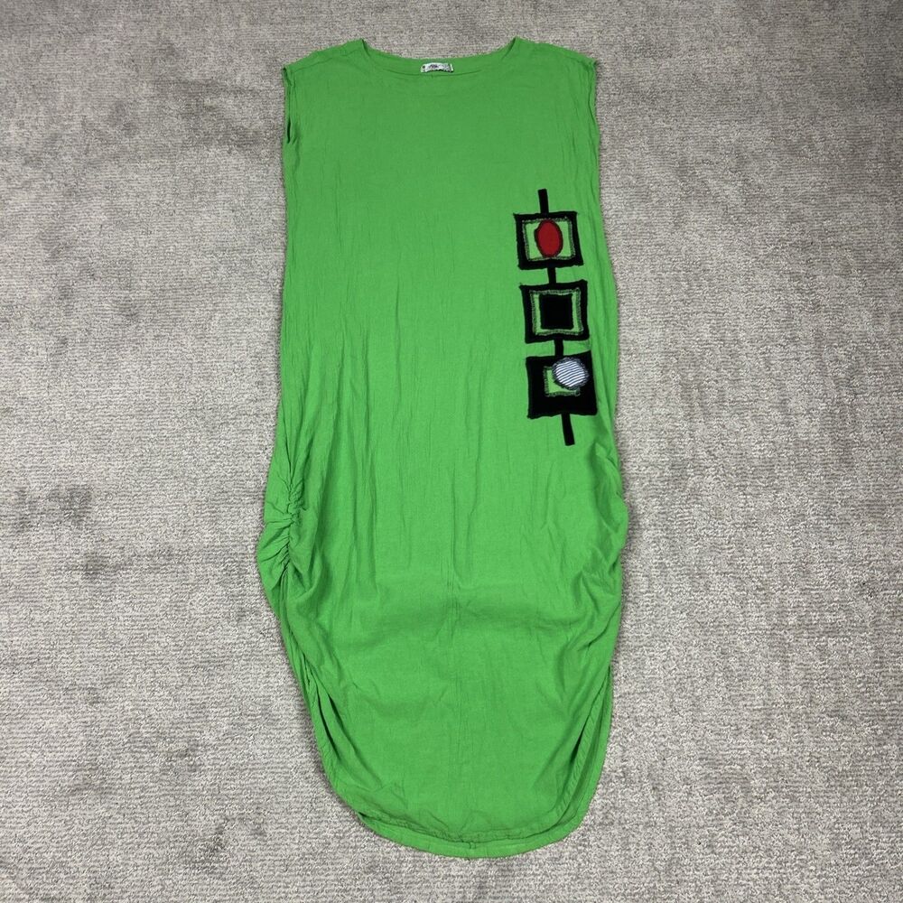 Maria de Guadalajara Dress Womens 1 Small Artsy Loose Green Maxi Gauzy Beach